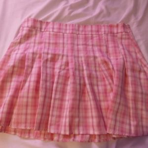 Pink Plaid Pleated Skirt